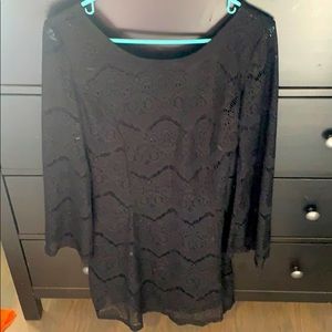 Black detailed dress - long sleeve and knee length